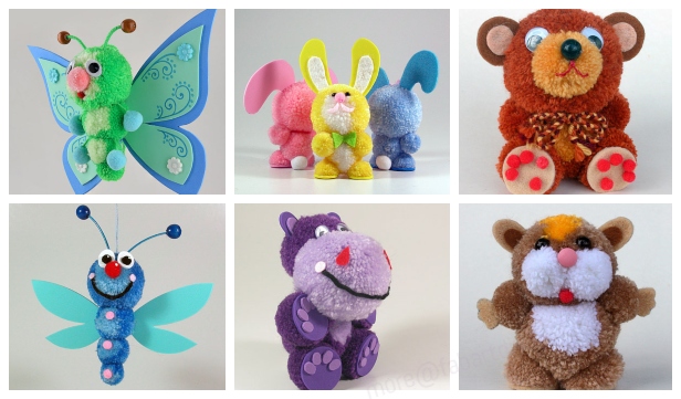 Fab Design On Yarn Pom Pom Animal Figures Fab Design On Yarn Pom Pom Animal Figures
