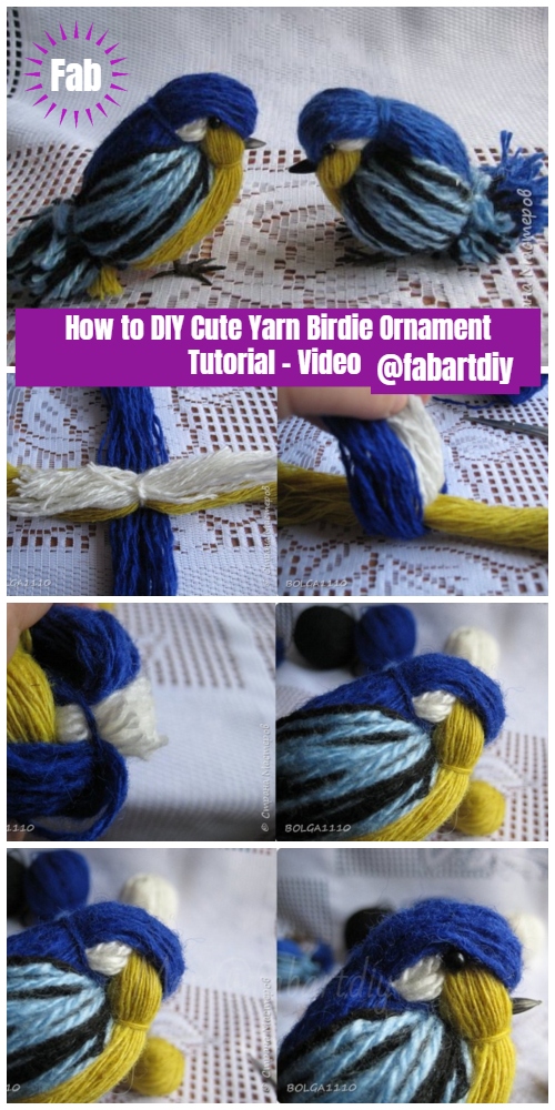 How to DIY Cute Yarn Birdie Ornament Tutorial - Video