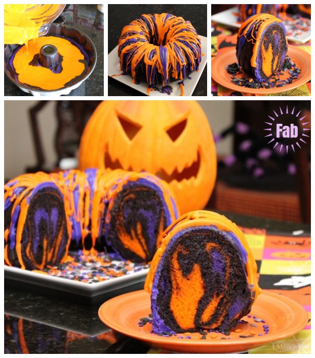 How to DIY Spectacular Halloween Rainbow Party Bundt Cake Tutorial with Video