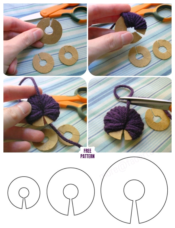 How to Make Your Pom Pom with Ring Cardboard template