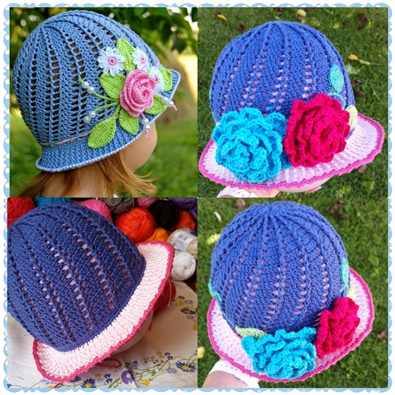 fabartdiy crochet girls panama sun hat free pattern