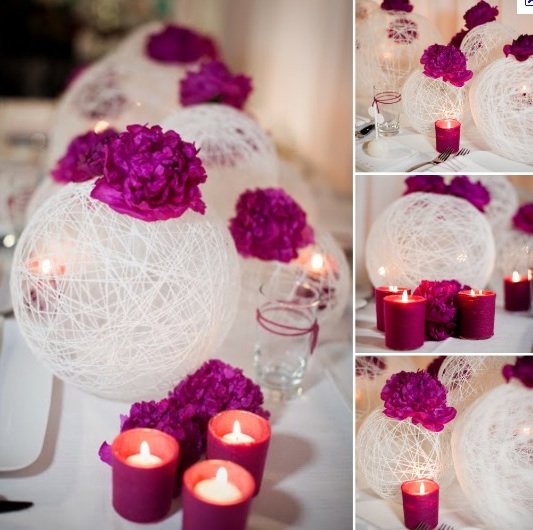 DIY Lighted Yarn Ball Wedding Centerpiece