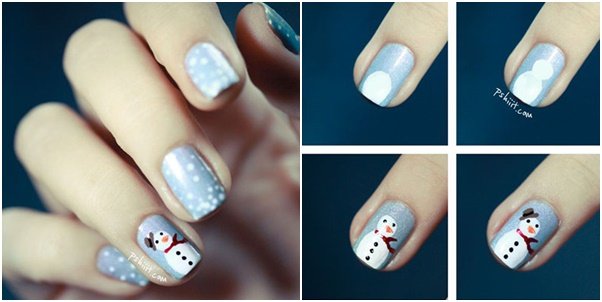 20+ Cutest Christmas Nail Art DIY Ideas - DIY Snowman Nail Art Tutorial