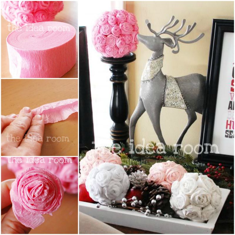 tissue rosette flower kissing ball