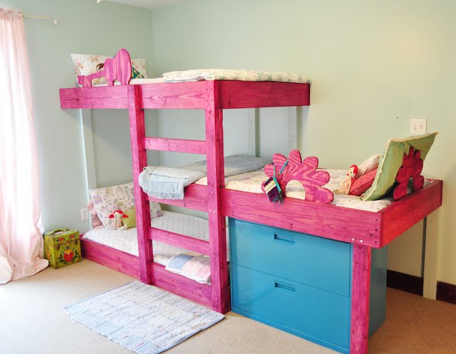 DIY Space Saving Triple Bunk Bed Free Plan