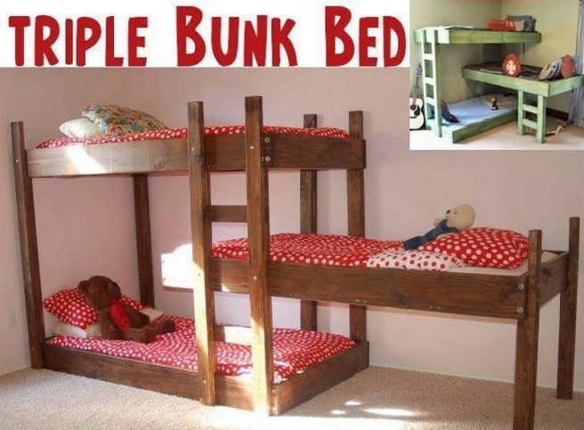 DIY Space Saving Triple Bunk Bed free plan