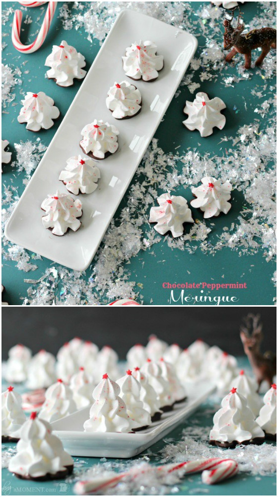 DIY Chocolate Peppermint Meringue Christmas Tree Cookie Recipe