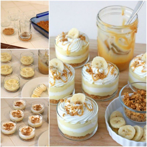 DIY No Bake Banana Caramel Cream Dessert