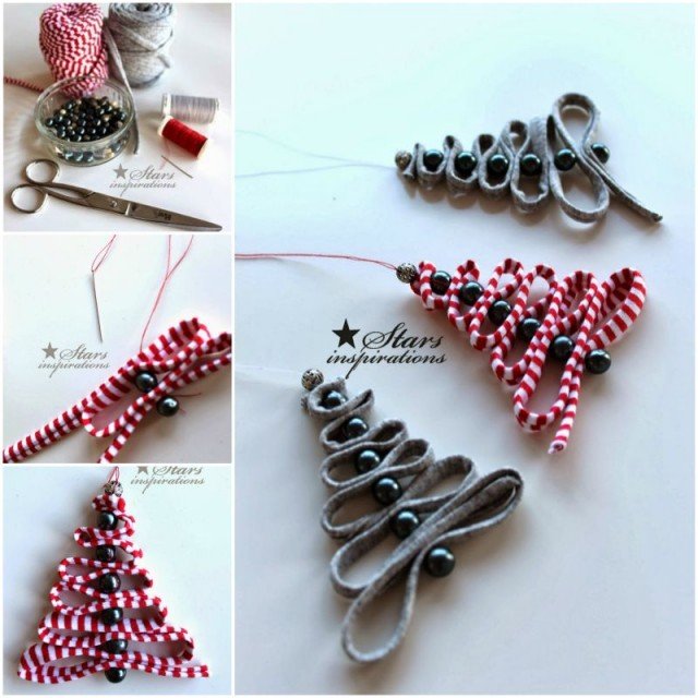 DIY Easy Ribbon Bead Christmas Tree Ornament