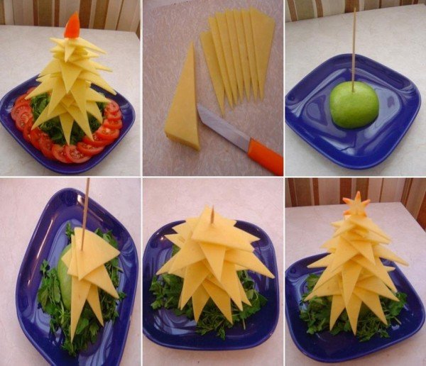 DIY Edible Christmas Tree Platter Appetizers-Cheese Christmas Tree