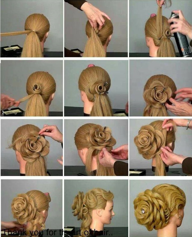 How to DIY Rose Flower Hairbun Updo Hairstyle