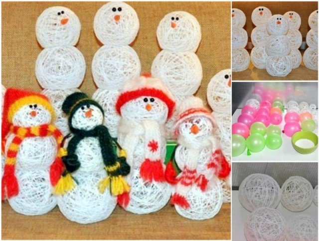 DIY String Snowball Snowman