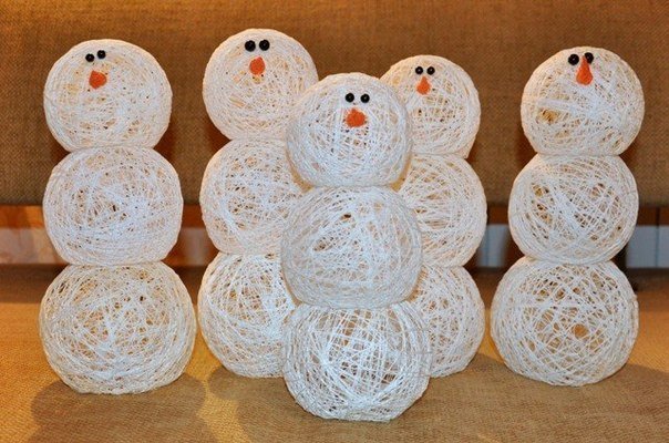 DIY String Snowball Snowman