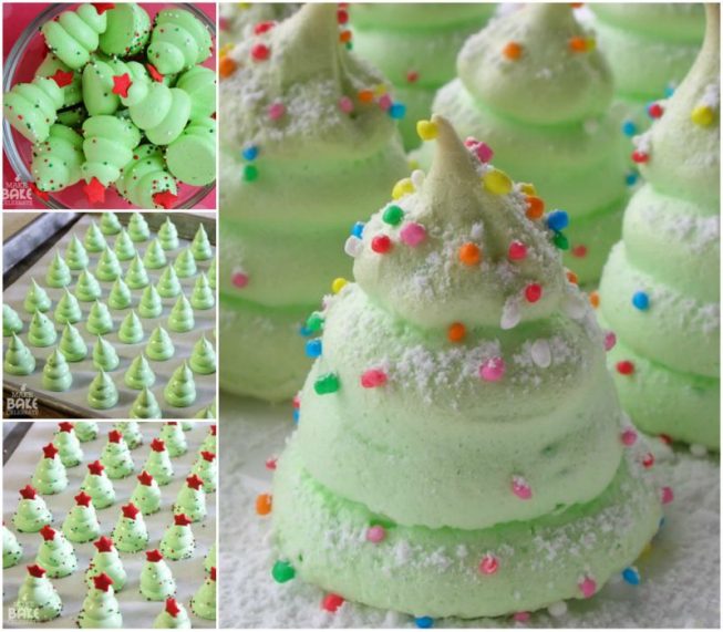 DIY Sweet Christmas Tree Meringue Cookies Recipe