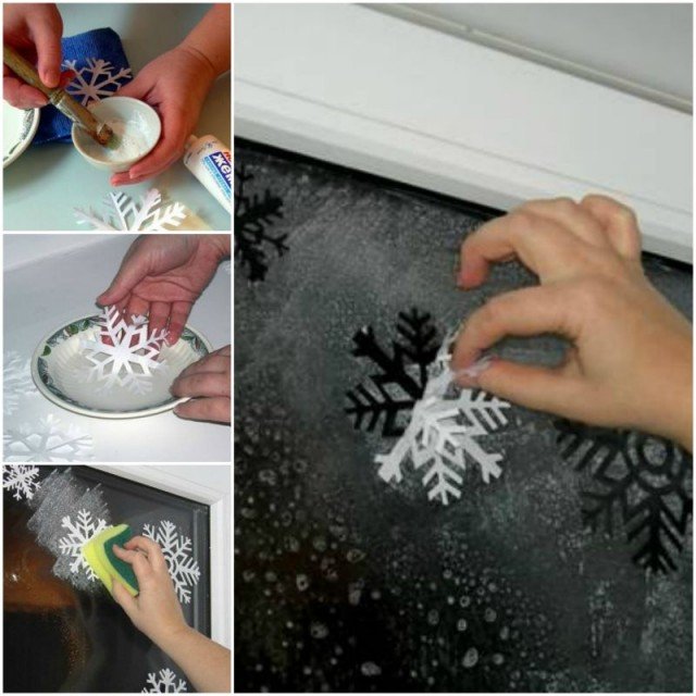 DIY Washable Snowflake Prints on Windows