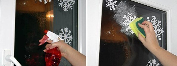 DIY Washable Snowflake Prints on Windows