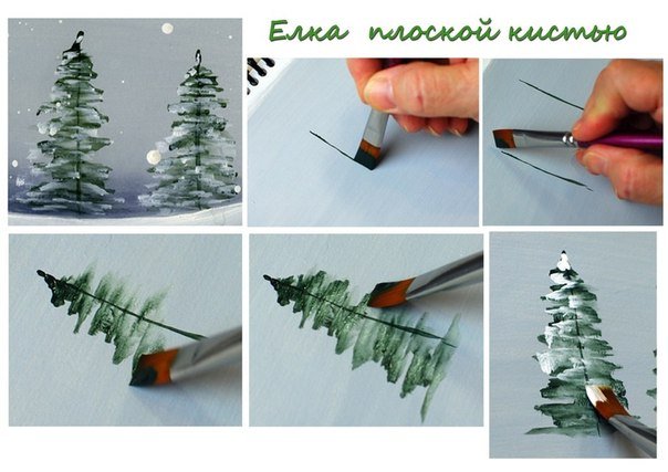 How to brush paint Christmas tree1