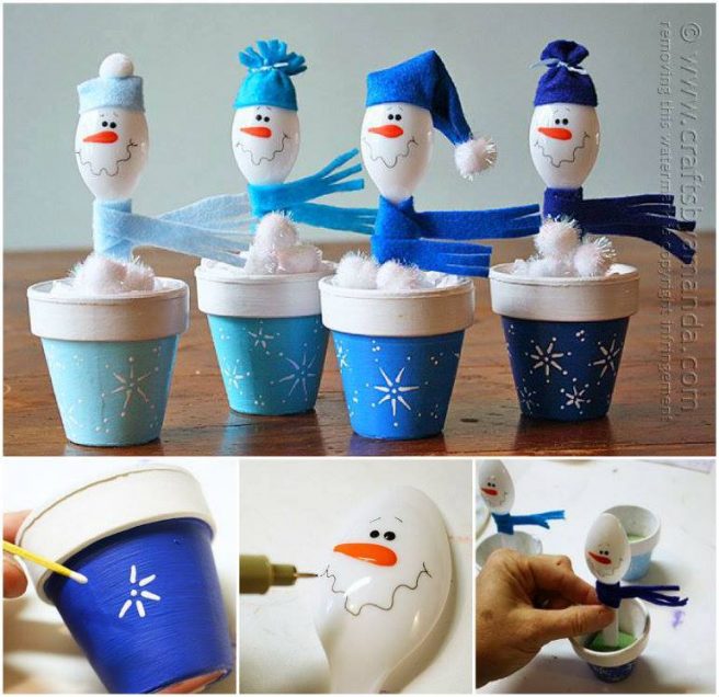 Plastic Spoon Snowmen DIY Tutorial for Party Table Decoration