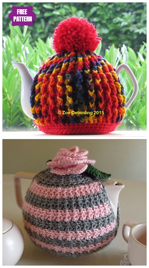 DIY Crochet Tea Cozy Free Crochet Patterns - Ribbed Teapot Cozy Free Crochet Pattern