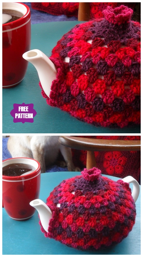 DIY Crochet Tea Cozy Free Crochet Patterns -Granny Tea Cozy Free Crochet Pattern