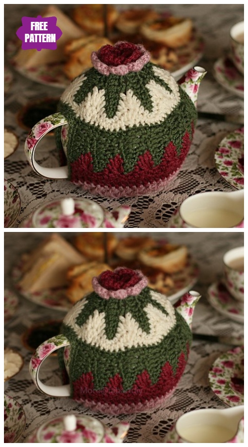 DIY Crochet Tea Cozy Free Crochet Patterns - Rosy Cosy  Free Crochet Pattern