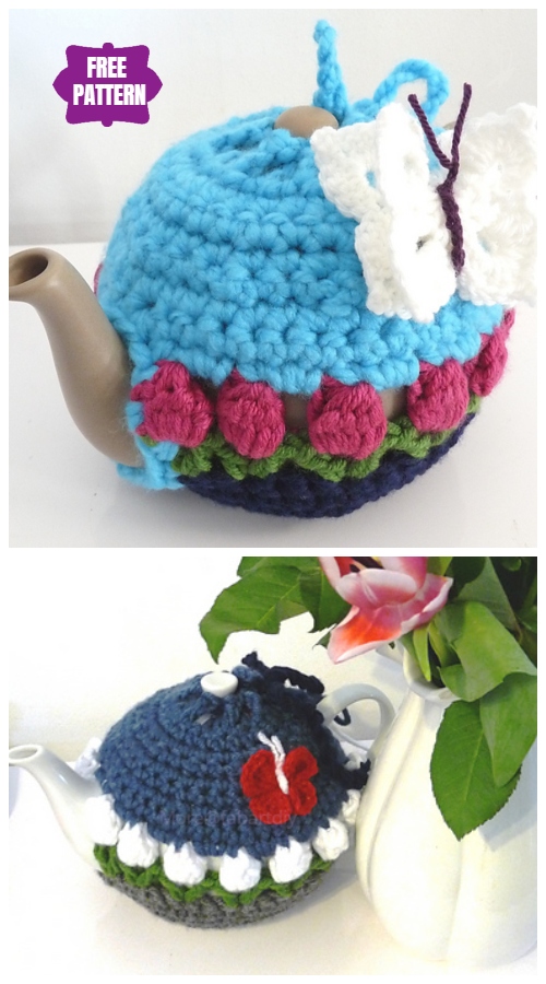 DIY Crochet Tea Cozy Free Crochet Patterns - Tulip Flower Teapot Cozy Free Crochet Pattern