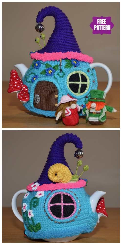 DIY Crochet Tea Cozy Free Crochet Patterns - Tea Cozy Fairy Tale House Free Crochet Patterns