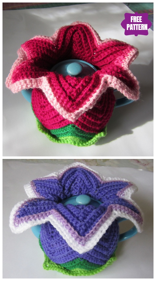 DIY Crochet Tea Cozy Free Crochet Patterns - Daylily Tea Cosy for Mother's Day Free Crochet Pattern