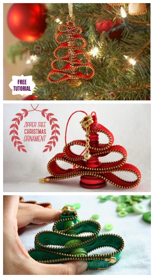 DIY Easy Zipper Tree Christmas Tree Ornament Tutorial 