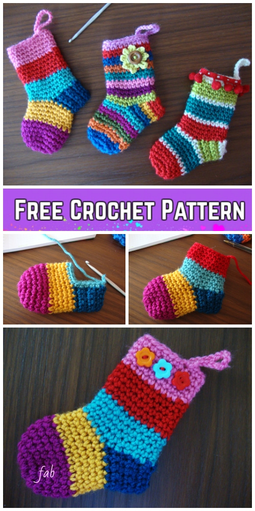 DIY Festive Crochet Christmas Socks Free Crochet Pattern