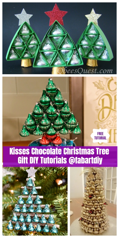 DIY Hershey Kisses Chocolate Christmas Tree Gifts - Easy Tutorials