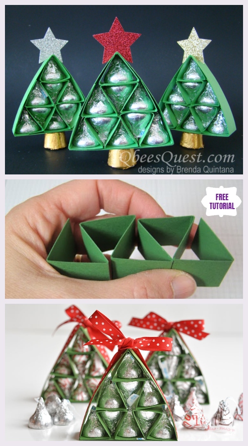 DIY Hershey Kisses Chocolate Christmas Tree Gifts - Easy Tutorials