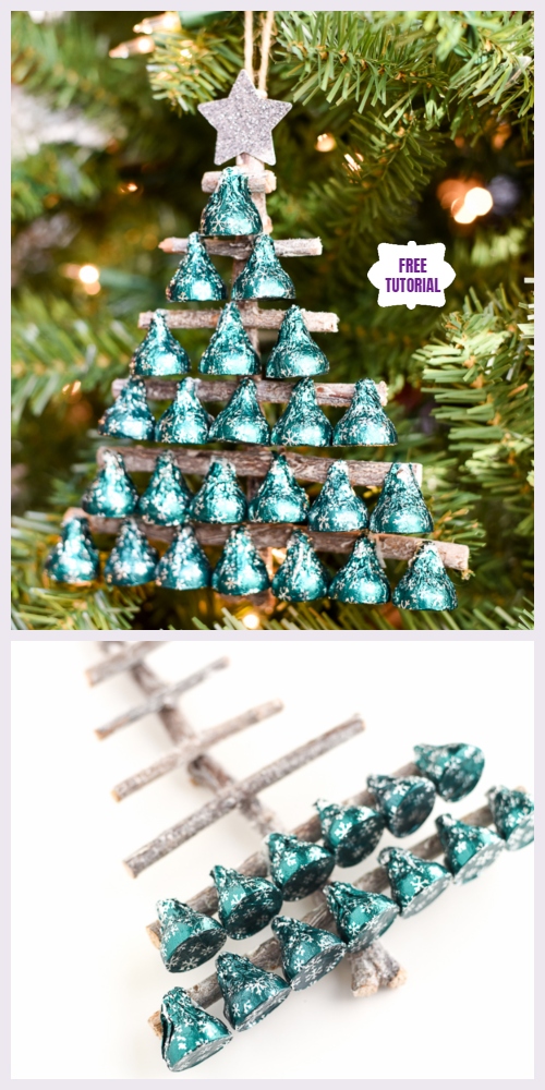 DIY Hershey Kisses Chocolate Christmas Tree Gifts - Easy Tutorials