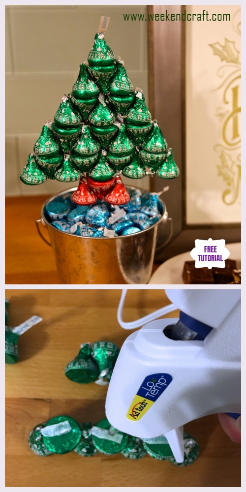 DIY Hershey Kisses Chocolate Christmas Tree Gifts - Easy Tutorials