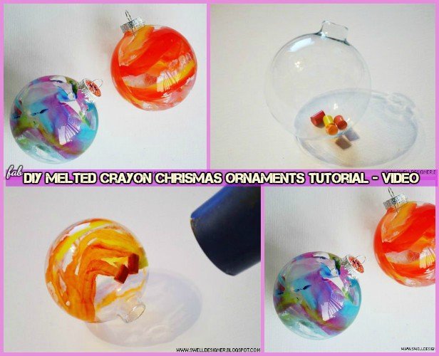 DIY Melted Crayon Chrismas Ornaments Tutorial-Video