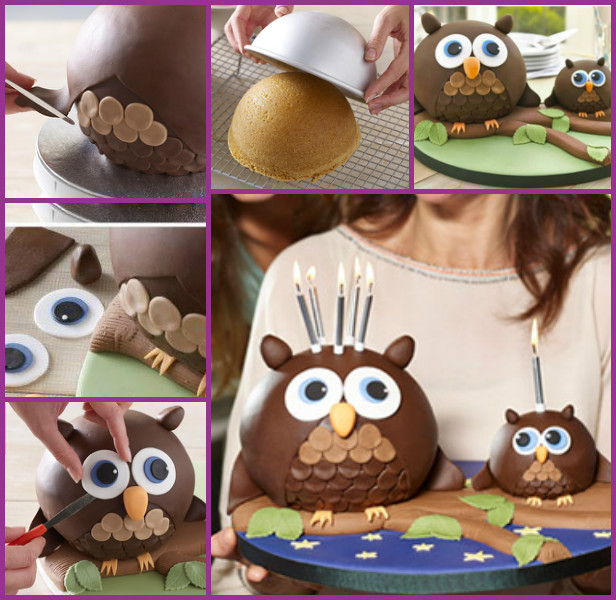 DIY Owl Cake Tutorial Recipe- Chocolate Fondant 3D Owl Cake