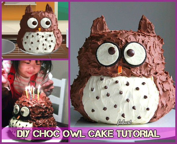 DIY Owl Cake Tutorial Recipe- Chocolate 3D Owl Cake