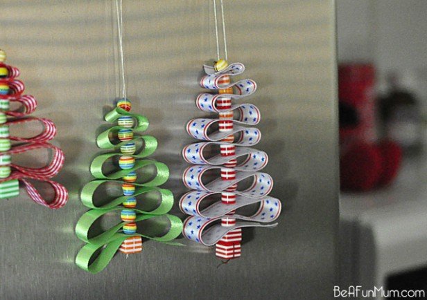DIY Ribbon Bead Christmas Tree Ornament Tutorial
