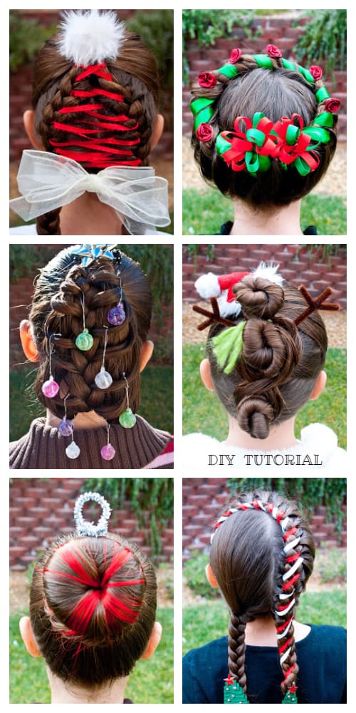 Festive Girls' Christmas Holiday Hairstyle DIY Tutorials + Video