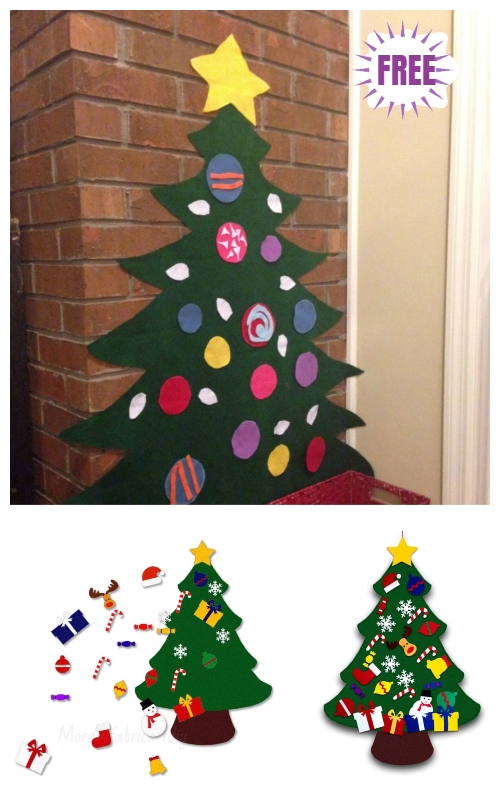Felt Christmas Tree Set with Ornaments Wall Hanging DIY Tutorial