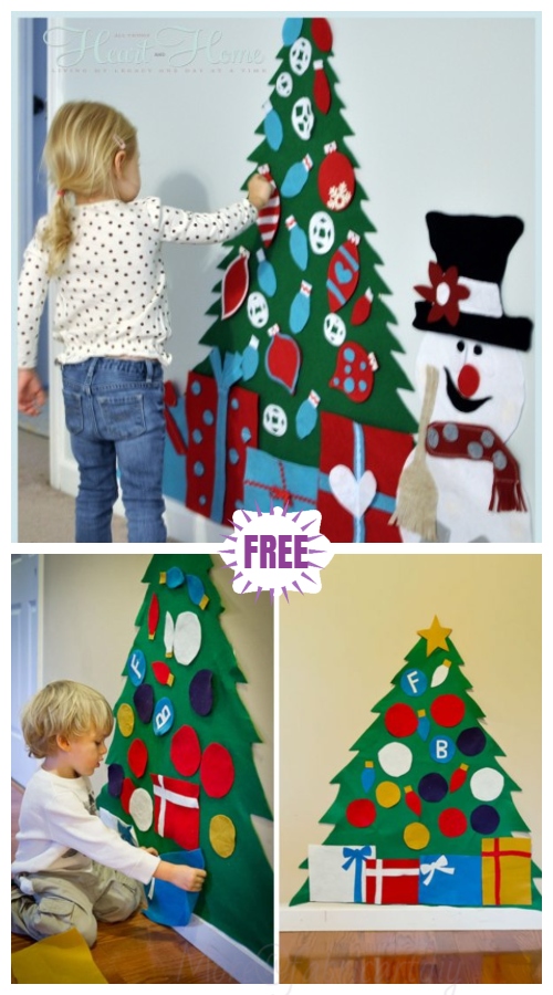 Felt Christmas Tree Set with Ornaments Wall Hanging DIY Tutorial