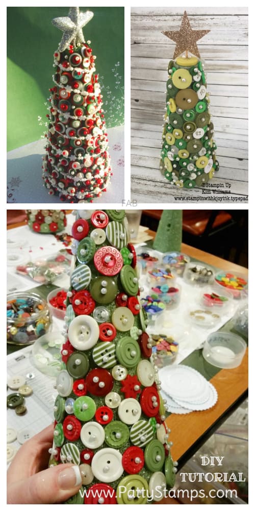 Button Trees - Great Christmas Craft - Patty Stamps