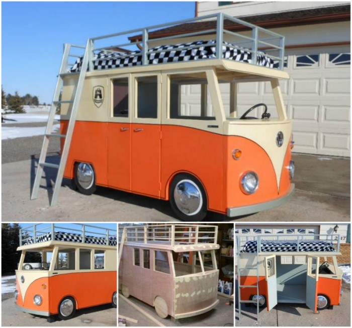 DIY Bus Bunk Bed and Playhouse