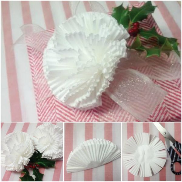 Gift Topper DIY Tutorial 20- DIY Cupcake Liner Flower Gift Topper Tutorial