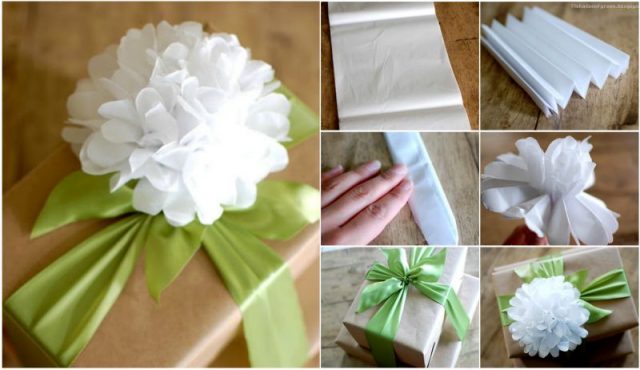 DIY Tissue Paper Flower Gift Topper