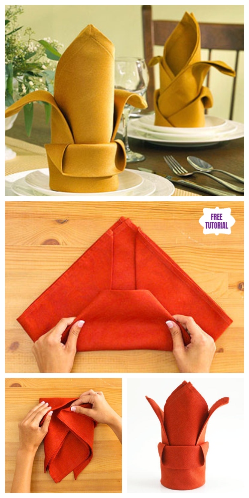 20 Best DIY Napkin Folding Tutorials for Christmas - Bishop’s Hat Napkin Folding DIY Tutorial