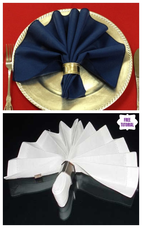 20 Best DIY Napkin Folding Tutorials for Christmas - Ring Fan Napkin Folding DIY Tutorial