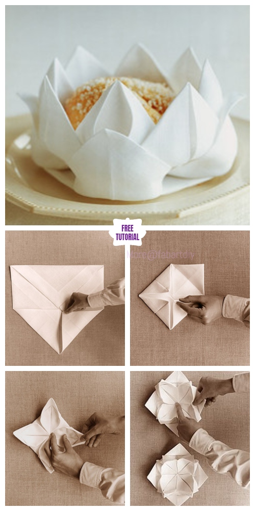 20 Best DIY Napkin Folding Tutorials for Christmas - Rose Flower Napkin Folding DIY Tutorial