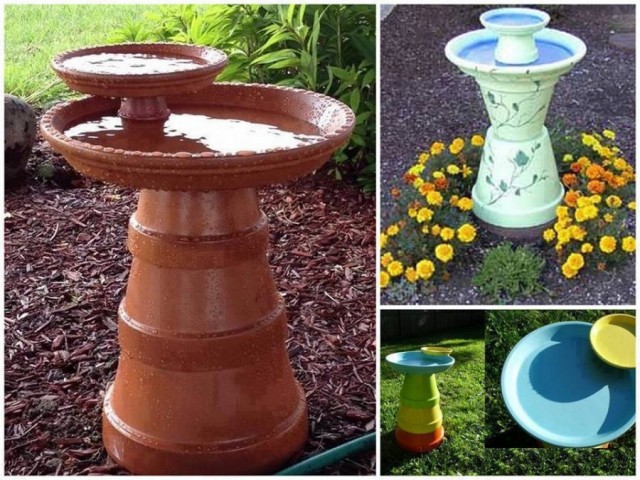 20+ Terra Cotta Clay Pot DIY Project for Your Garden-Clay Pot Bird Bath