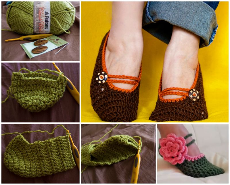 Crochet Mary Jane Slippers with free pattern f